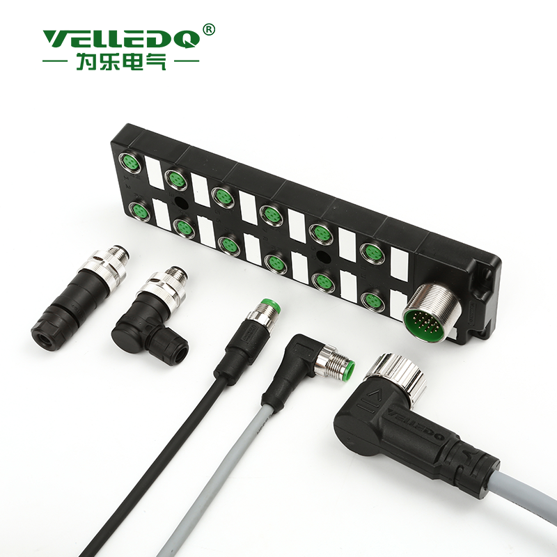 M8 sensor junction box with 12 ports and M23 plug connected to NPN PNP - Image 3