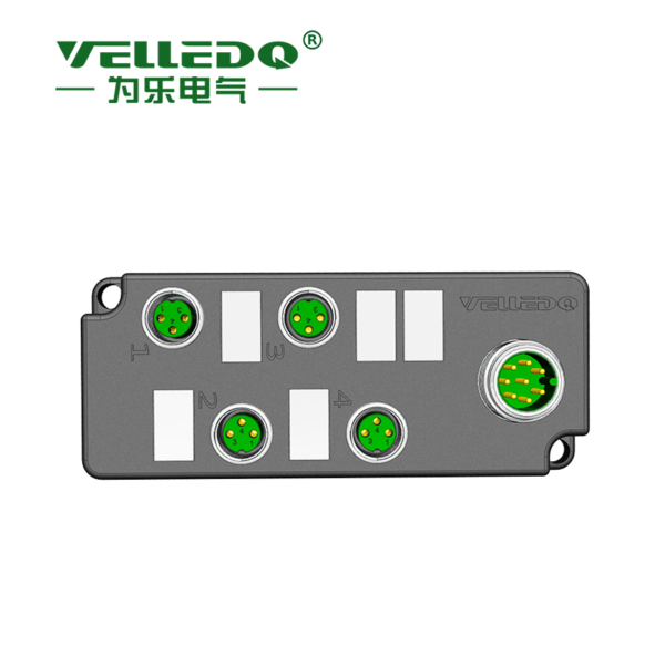 M8 sensor junction box with 4 ports and M12 plug-in NPN PNP - Image 3