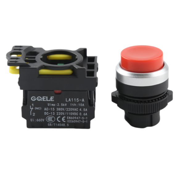 GQELE/22mm waterproof self-locking self resetting high position protruding button, normally open and closed AL115-A5-11H - Image 2