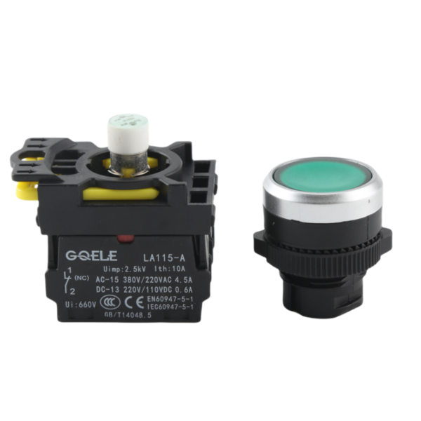 GQELE22mm waterproof strip light self-locking reset flat head button, normally open and closed AL115-A5-11D - Image 3