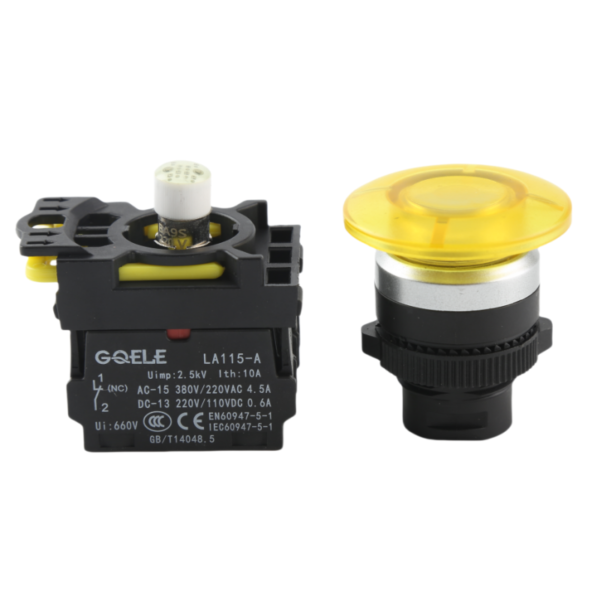 GQELE22mm waterproof strip light self-locking reset mushroom head button, normally open and closed LA115-A511MD - Image 2