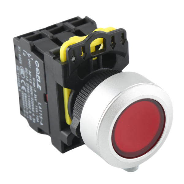 GQELE22-30mm waterproof strip light self-locking reset flat head button with normally open/closed LA115-A511ED - Image 2