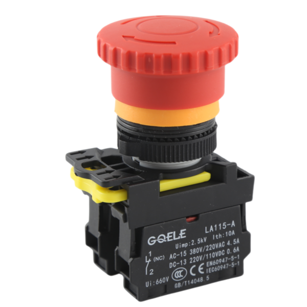 GQELE22mm waterproof self-locking emergency stop button press stop button one normally open/close LA115-A5-11ZS