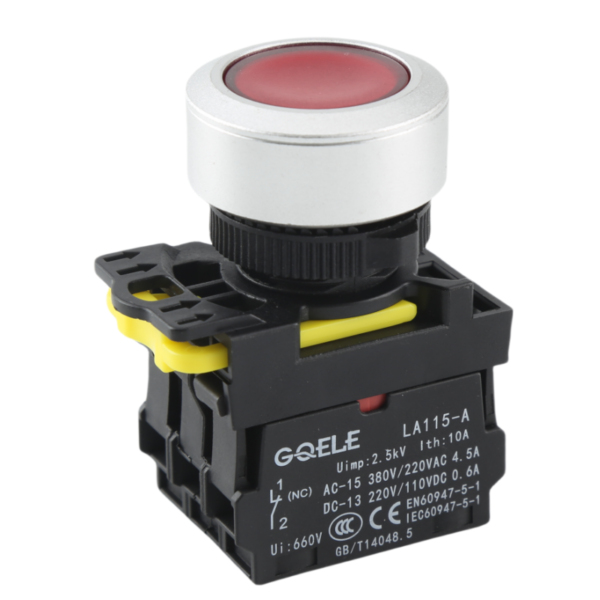 GQELE22-30mm waterproof strip light self-locking reset flat head button, normally open and closed LA115-A511ED
