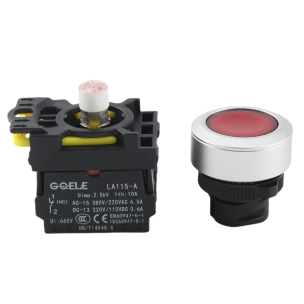 GQELE22-30mm waterproof strip light self-locking reset flat head button with normally open/closed LA115-A511ED - Image 3