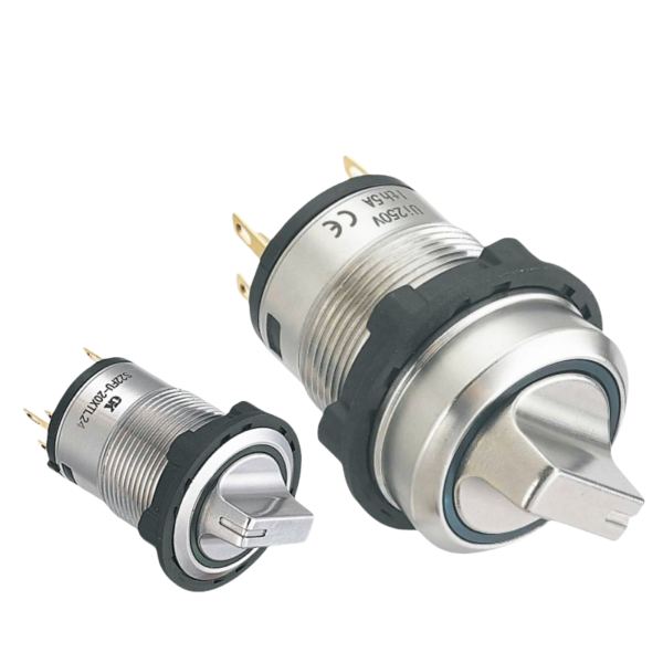 Work drawing GKS22FUmm button switch metal stainless steel with light rotating knob two or three gear self-locking waterproof IP67CE certification