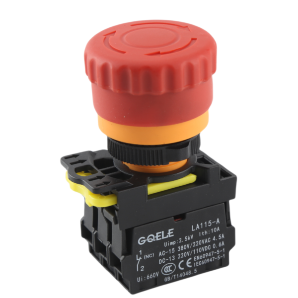 GQELE22mm waterproof strip light self-locking emergency stop button press emergency stop STOP push pull reset,LA115-A5-11ZTD